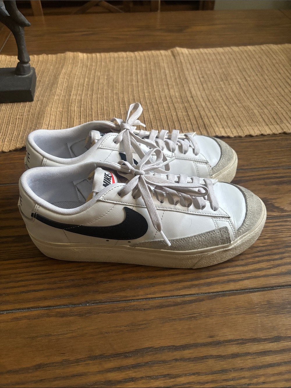Nike White Womens Sneakers with Black Swoosh